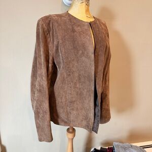 Vintage Suede Blazer Sz L chocolate Brown Silvercord‎ Lined